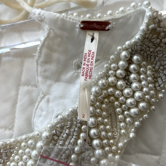 NWT Free People Pearly Embellished Mini Halter Dress Size 2 - Picture 12 of 12
